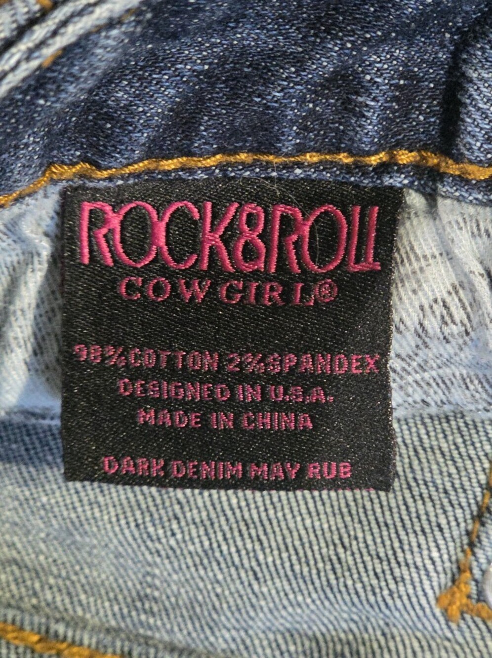 Rock & Roll Cowgirl Blue Boot Cut Jeans Size 28 X 34 - Picture 5 of 7